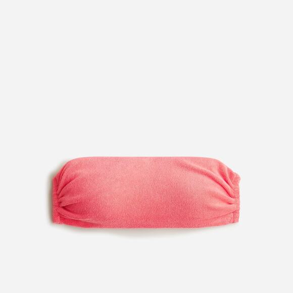 NWT J. Crew Coral Terry Cloth Bandeau Tie Back Bikini Swim Bathing Suit Top 3X - Picture 1 of 8